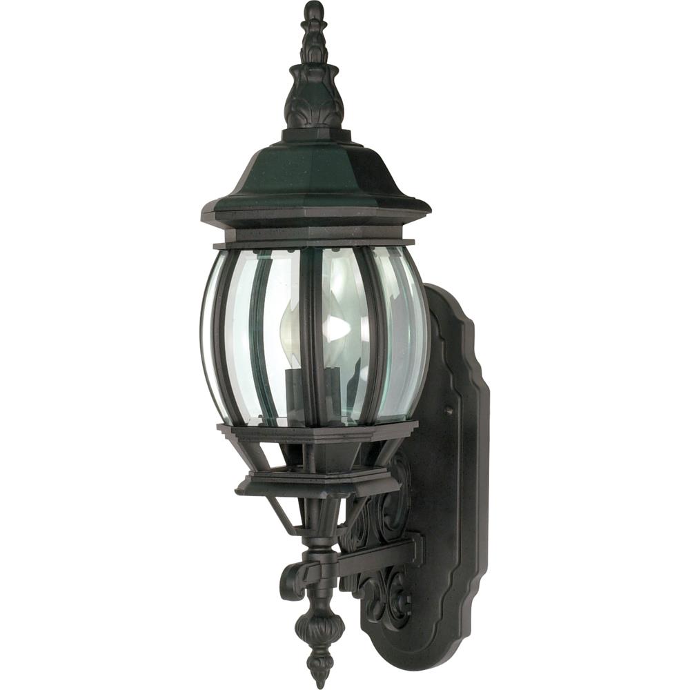 Nuvo Lighting 60/887  Central Park - 1 Light - 20" - Wall Lantern with Clear Beveled Glass in Textured Black Finish